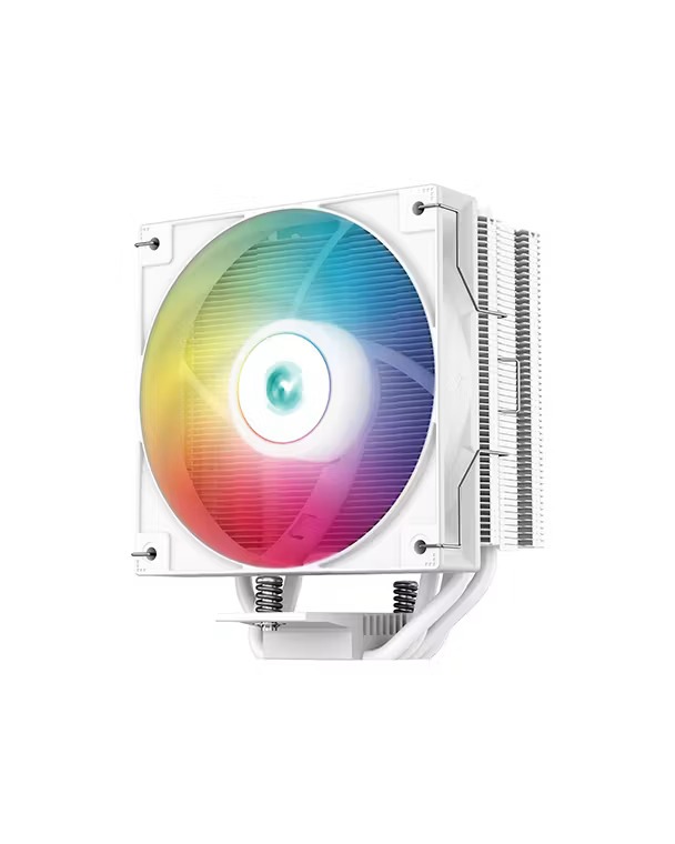 مبرد هوائي لوحدة المعالجة المركزية DeepCool AG400 Digital White ARGB أحادي البرج بمروحة 120 مم، بسرعة 2000 دورة في الدقيقة، وتدفق هواء 75.89 قدمًا مكعبًا في الدقيقة (CFM) – باللون الأبيض.