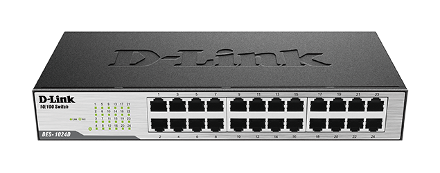 D-Link DES-1024D 24-Port 10/100 Mbps Fast Ethernet Unmanaged Desktop Switch with Plug