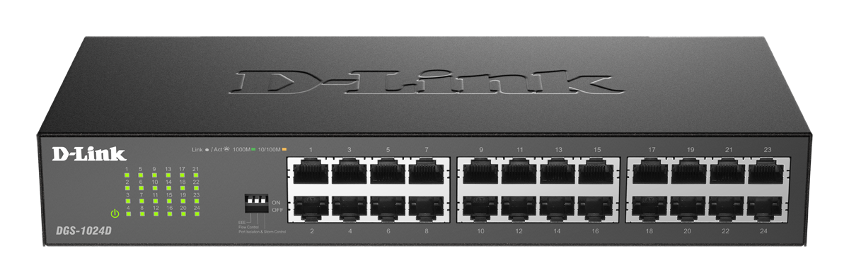 D-Link DGS-1024D 24-Port Gigabit Unmanaged Desktop Switch Energy-Efficient, Fanless, Plug and Play