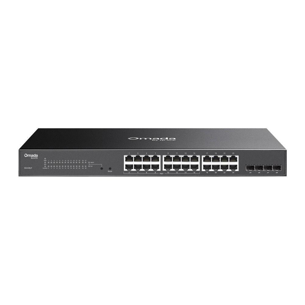 TP-Link SG2428LP Omada 28-Port Gigabit Smart Managed PoE+ Switch – 16× PoE+ Ports, 150 W Power Budget, 4× SFP and Cloud Management