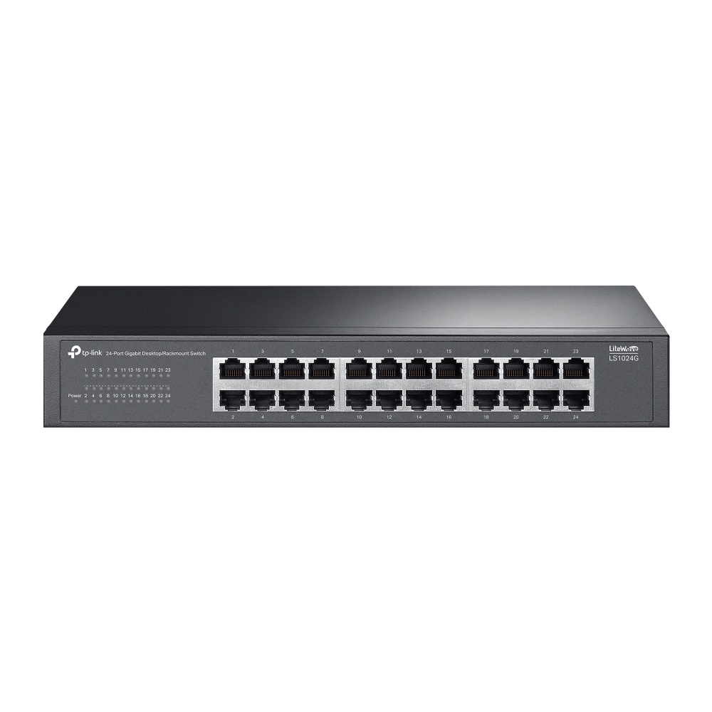 TP‑Link LS1024G 24‑Port Unmanaged Gigabit Ethernet Switch Fanless Desktop/Rackmount, Plug‑and‑Play, Energy‑Efficient Networking