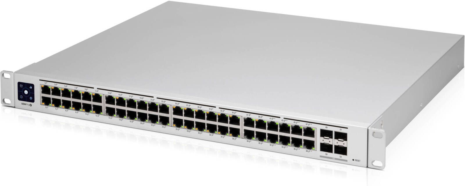 يوبيكويتي UniFi Switch Pro 48‑PoE USW-Pro-48-POE مفتاح مدار إدارة 48 منفذ PoE++ جيجابت من الطبقة 3 مع منافذ 10G SFP+ وميزانية طاقة 600 واط - USW-Pro-48-POE