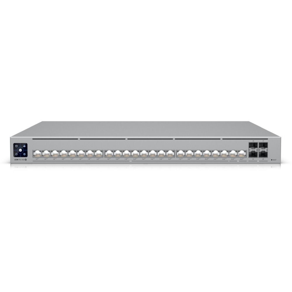 Ubiquiti UniFi USW-Pro-HD-24 Managed Multi-Gigabit Switch 22×2.5 GbE + 2×10 GbE RJ45 + 4×10 GbE SFP+, 600 W PoE Budget, 1.3″ Touchscreen