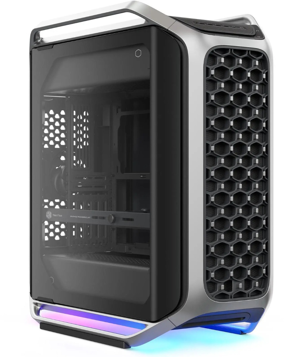 هيكل حاسوب Cooler Master COSMOS ALPHA كامل البرج، درج لوحة أم منزلق معياري FreeForm 2.0، يدعم E-ATX وEEB وATX وMicro-ATX وMini-ITX، دعم بطاقات رسومات بطول يصل إلى 400 مم.