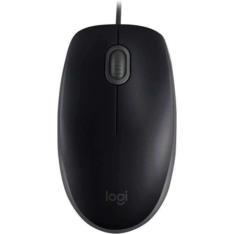 Logitech B110 Silent Wired USB Mouse Ambidextrous Optical 1000 DPI, SilentClick & Scroll Black
