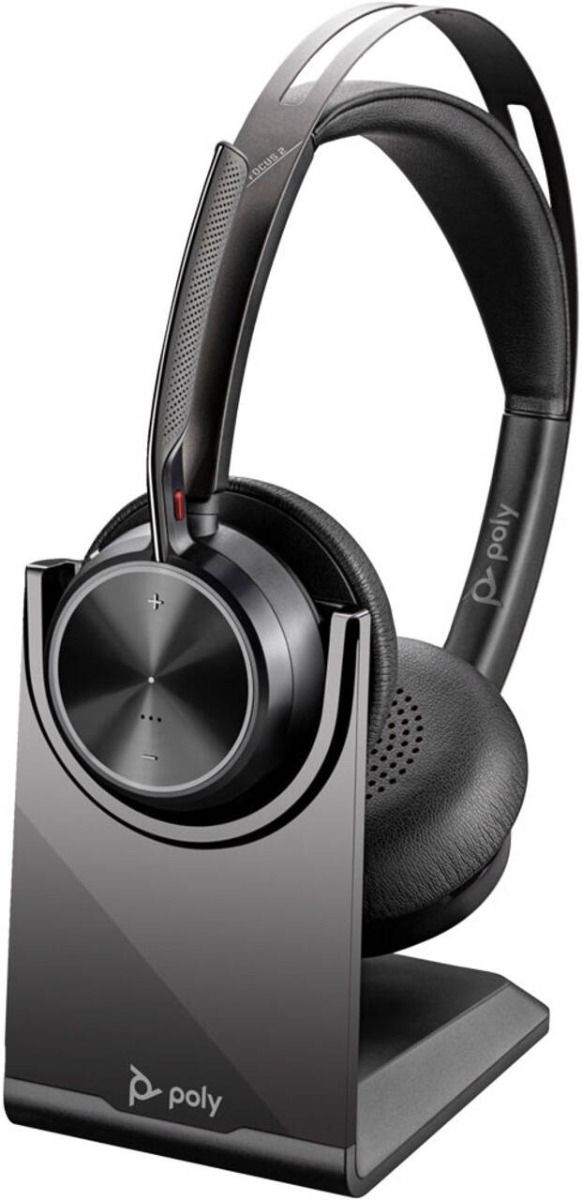 Poly Voyager Focus 2 Microsoft Teams Certified Wireless USB‑C‑C Headset with USB‑C/A Adapter and Charging Stand
