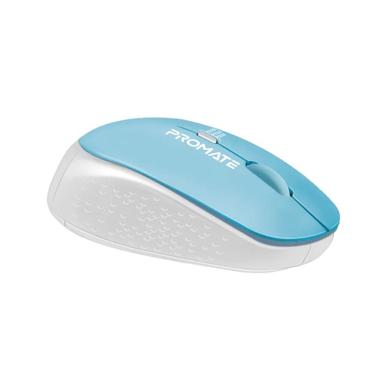 Promate Tracker 1600DPI MaxComfort Ergonomic Wireless Mouse, 2.4GHz, Adjustable DPI (800/1200/1600), Nano USB Receiver, 10m Range, AA Battery Powered – Blue