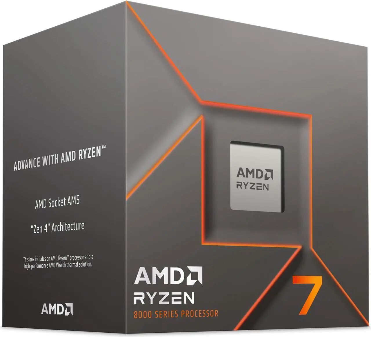 AMD Ryzen 7 8700F Desktop Processor, 8-Core, 16-Thread, 4.1 GHz Base, 5.0 GHz Boost, Zen 4 Architecture, AM5 Socket, 65W TDP, No Integrated Graphics, Boxed With Fan