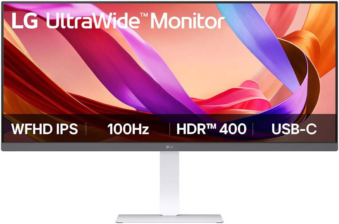 شاشة إل جي فائقة الاتساع 34 بوصة 34U530A-W WFHD IPS بدقة 2560 × 1080 ومعدل تحديث 100 هرتز وزمن استجابة 5 مللي ثانية ومعالجة سطح مضادة للتوهج وشاشة عرض ملونة 16.7 مليون لون أبيض