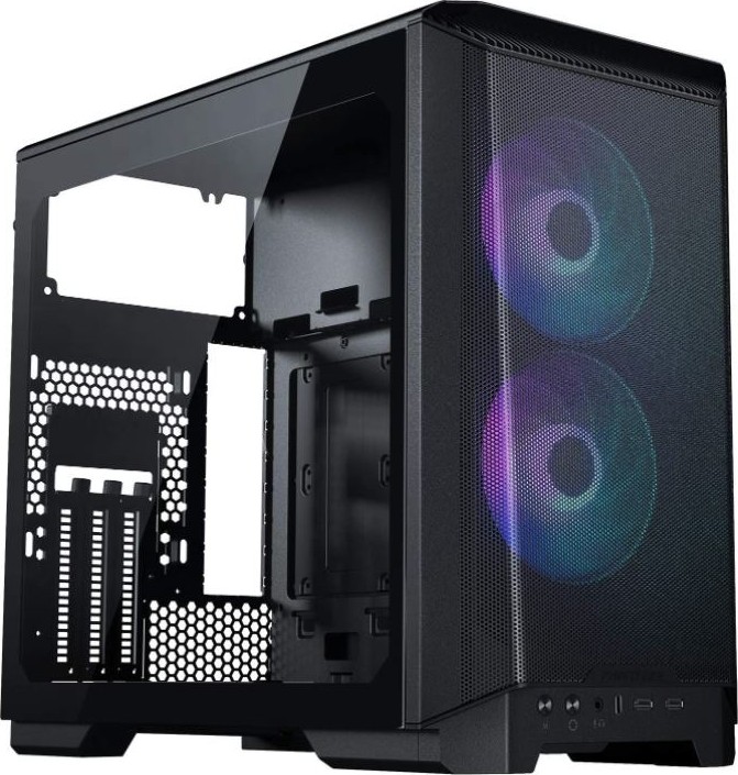 Phanteks Eclipse P200A D-RGB Gaming Case, Tempered Glass Side Panel, Ultra-Fine Mesh Front, 2 x 120 mm D-RGB Fans, USB-C Gen 2 - Black
