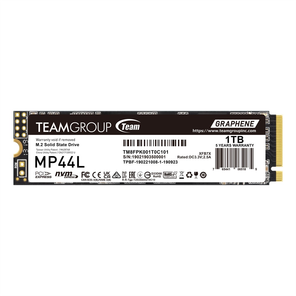 محرك الحالة الصلبة الداخلي TeamGroup MP44L M.2 2280 PCIe Gen4x4 NVMe بسعة 1 تيرابايت سرعة قراءة تصل إلى 5000 ميجابايت/ثانية وسرعة كتابة تصل إلى 4500 ميجابايت/ثانية