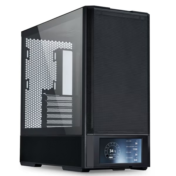 Lian Li LANCOOL 207 Digital Mid Tower PC Case, 6-inch LCD Screen, 4 x Performance Fans pre-installed, High Airflow,360mm Radiator Support - Black 