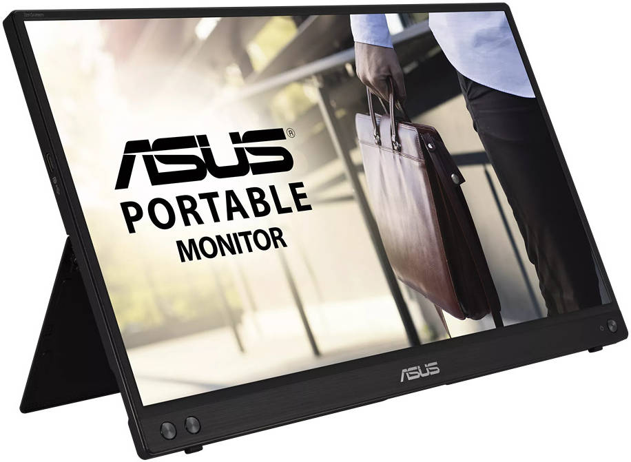 شاشة ASUS ZenScreen MB16ACV المحمولة، مقاس 15.6 بوصة، بدقة Full HD (1920 × 1080)، لوحة IPS، معدل تحديث 60 هرتز، زمن استجابة 5 مللي ثانية (GtG)، تقنية الضوء الأزرق المنخفض، منفذ USB-C × 1، باللون الأسود.
