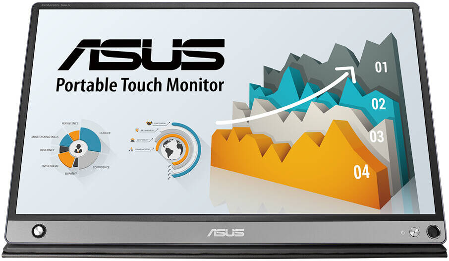 Asus ZenScreen Touch MB16AMT USB Portable Monitor 16" FHD 1920 x 1080 IPS Display  60Hz Refresh Rate 5ms (GtG) Response Time 10-point Touch Hybrid Signal Solution USB Type-C Micro-HDMI Built-in Battery - Black