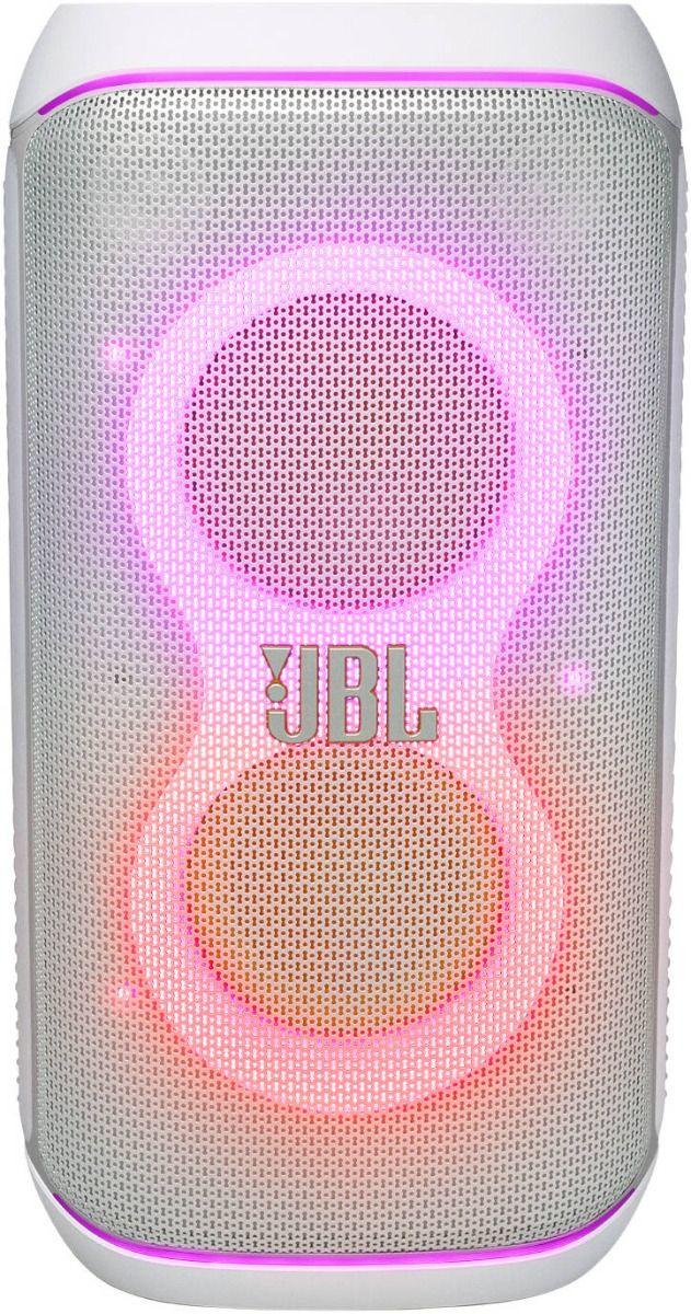 JBL PartyBox Club 120 White Portable Bluetooth Party Speaker 160W RMS, JBL Pro Sound, RGB Lightshow, Bluetooth 5.3 Auracast, Mic & Guitar Inputs, IPX4 Splashproof, 12-Hour Battery