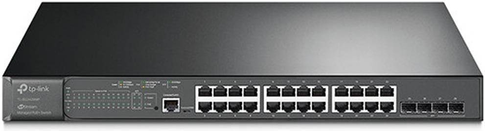 مفتاح TP‑Link TL‑SG3428MP مدار L2+ بسرعة جيجابت يحتوي على 28 منفذ – 24× منافذ PoE+ بقدرة 384 وات، 4× منافذ SFP، قابل للتثبيت في الرف، نظام Omada SDN – TL‑SG3428MP