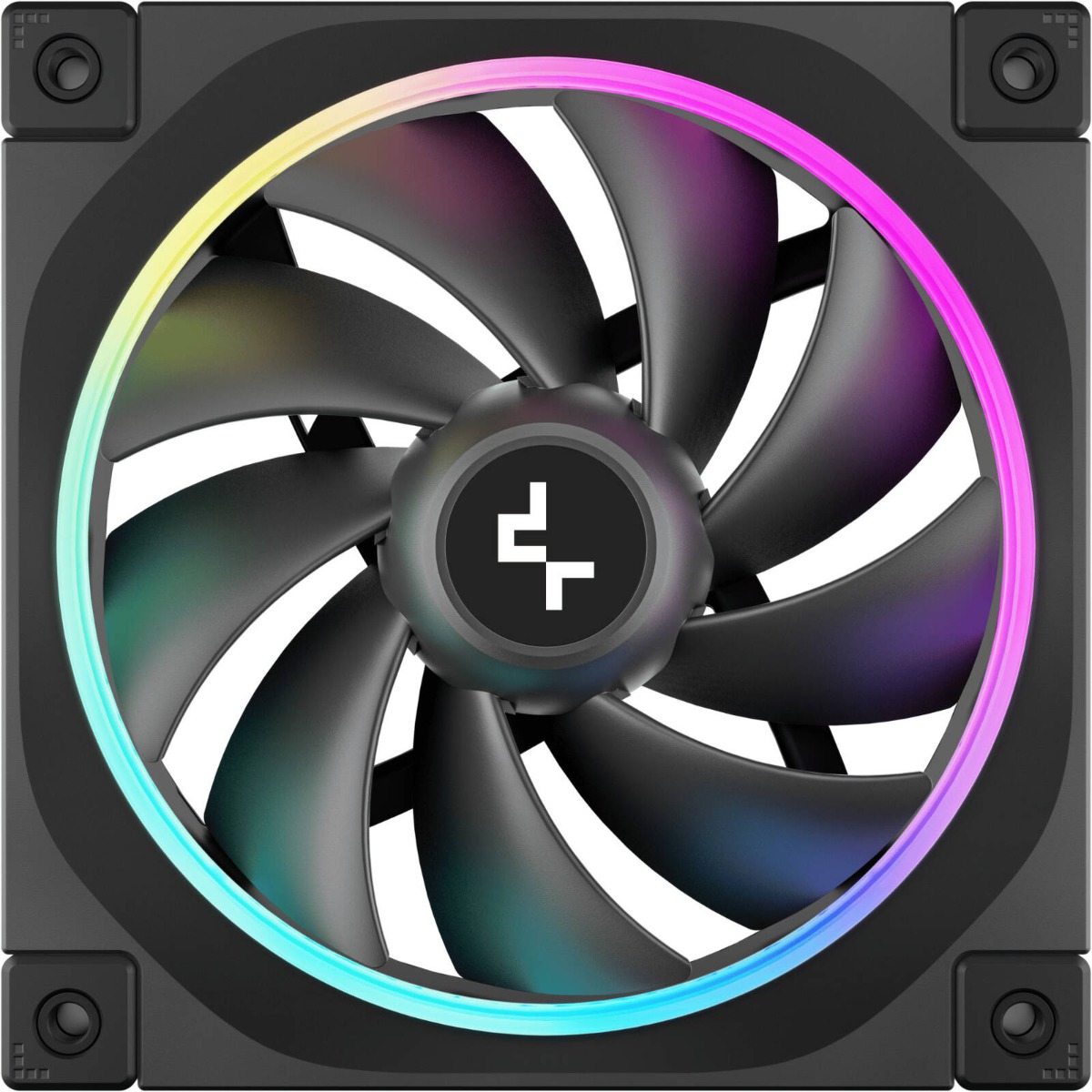 مروحة ديب كول FL12 (مروحة واحدة) مقاس 120 مم، موصل مروحة PWM ‏4 دبابيس، إضاءة LED RGB قابلة للعنونة، عبوة واحدة - أسود