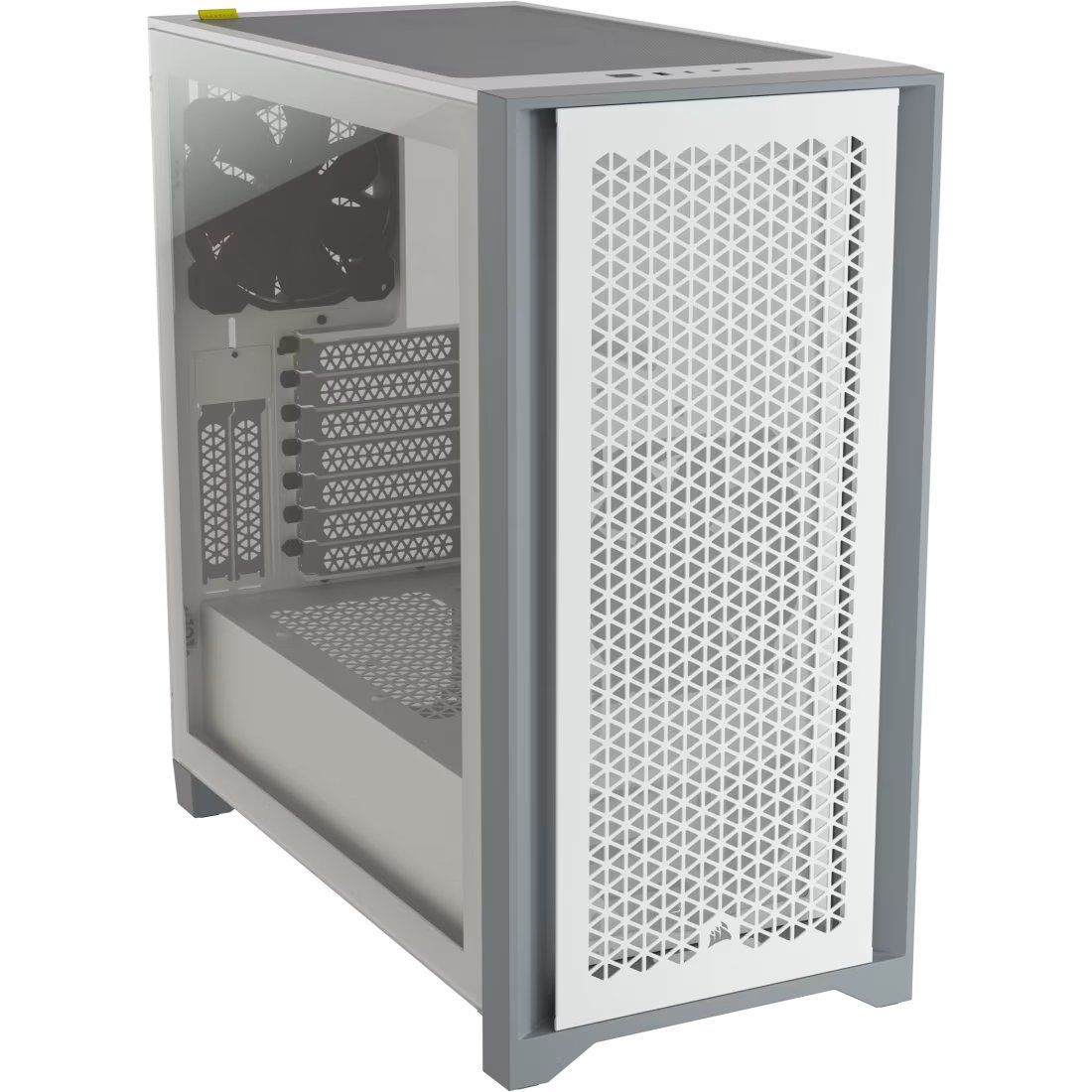 صندوق CORSAIR 4000D Airflow متوسط الحجم ATX بزجاج مقسى – أبيض، واجهة أمامية شبكية عالية التدفق، منفذ USB-C أمامي، إدارة كابلات RapidRoute، يدعم مشعات 360مم