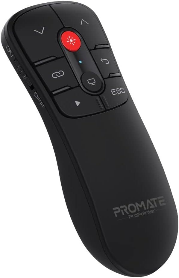 Promate Universal Intuitive Wireless Presenter 2.4 GHz USB Presenter Remote with Laser Pointer & Slide Navigation