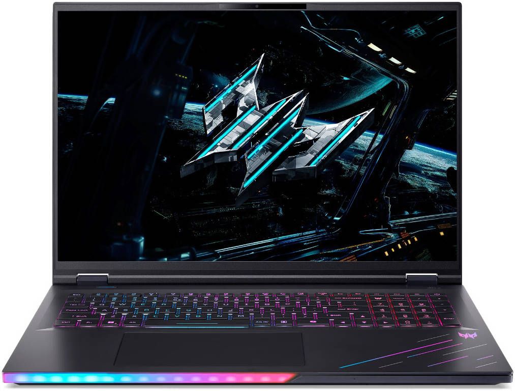  لابتوب الألعاب الذكي Acer Predator Helios 18 بمعالج Intel Core Ultra 9 275HX، ذاكرة RAM بسعة 96GB، سعة تخزين SSD 1TB، بطاقة رسومات GeForce RTX 5080 بسعة 16GB، شاشة 18 بوصة بدقة WQXGA من نوع IPS، لوحة مفاتيح إنجليزية وعربية، اللون أسود، نظام التشغيل ويندو