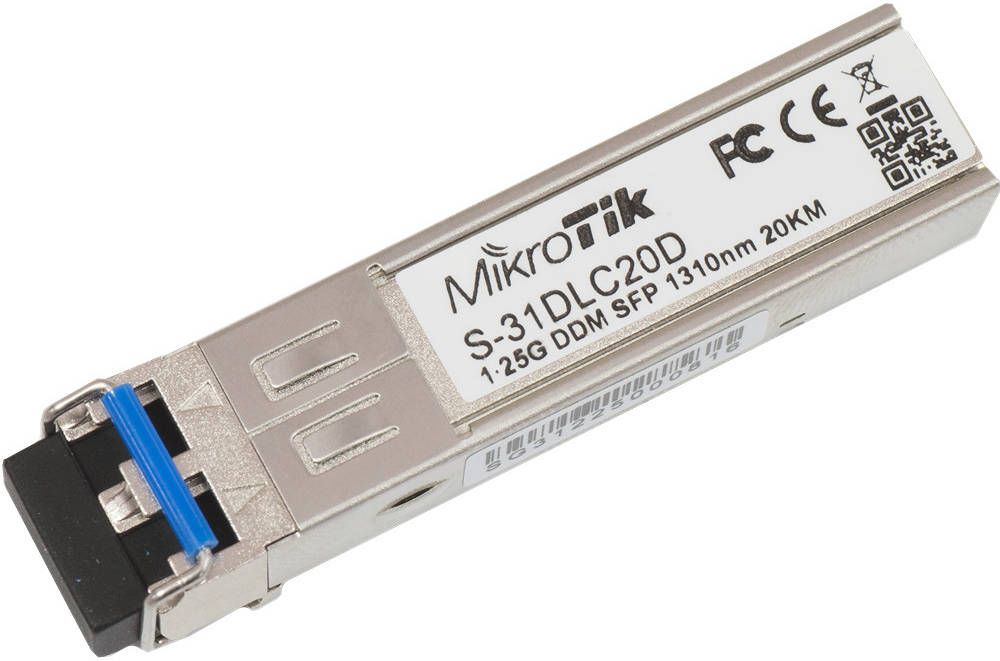 MikroTik S-31DLC20D Single‑Mode LC Connector SFP Module 1.25 G, 1310nm Up to 20km