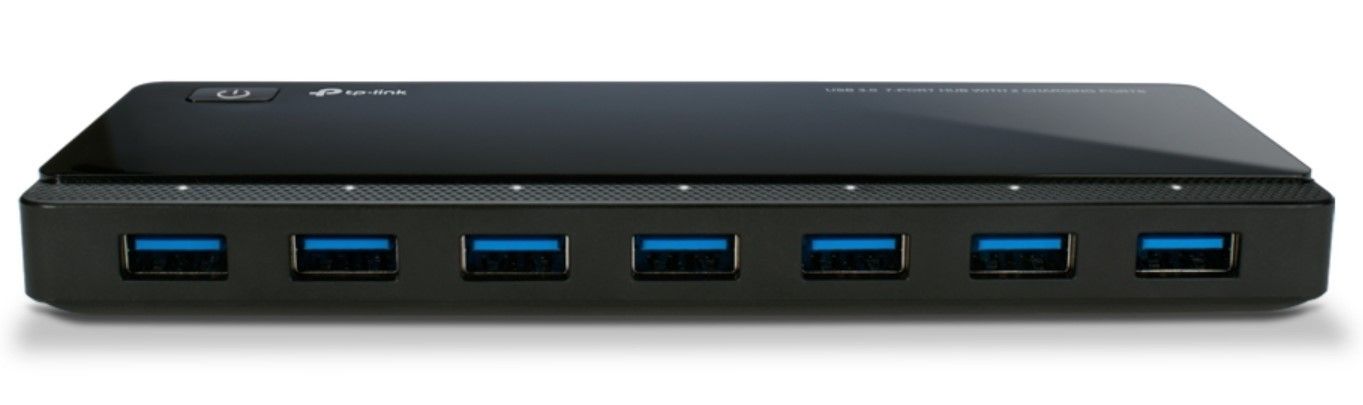 تي بي-لينك UH720 محور USB 3.0 بسبعة منافذ مع 2× منافذ شحن 2.4 أمبير، نقل بيانات عالي السرعة 5 جيجابت/ثانية، دعم التوصيل الساخن - UH720