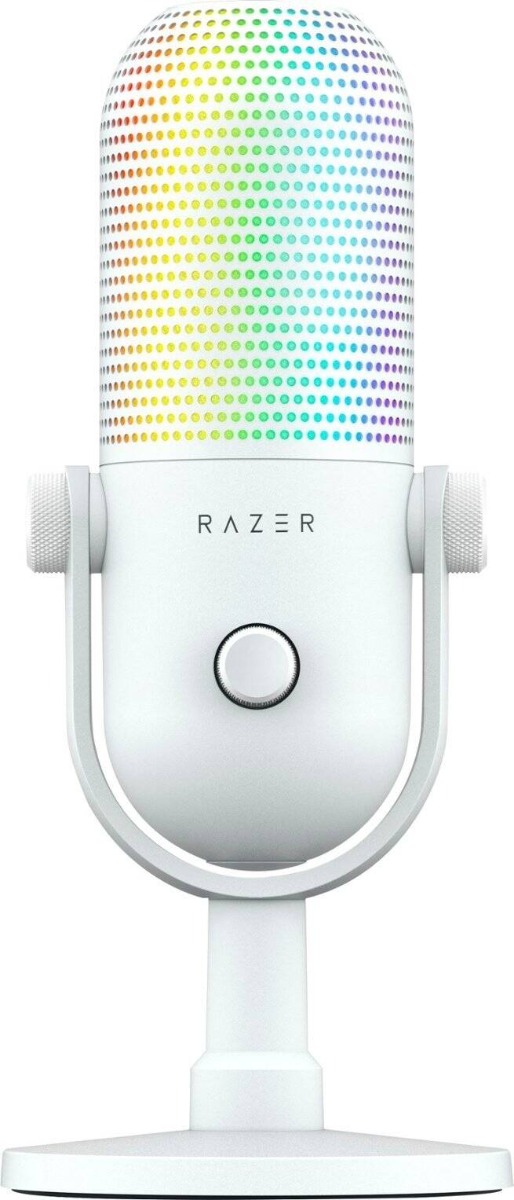  Razer Seiren V3 Chroma Condenser Microphone Supercardioid Polar Patterns, Multi-Function Tap-to-Mute Sensor 96kHz 24-bit Tap-to-Mute Stream Reactive Lighting