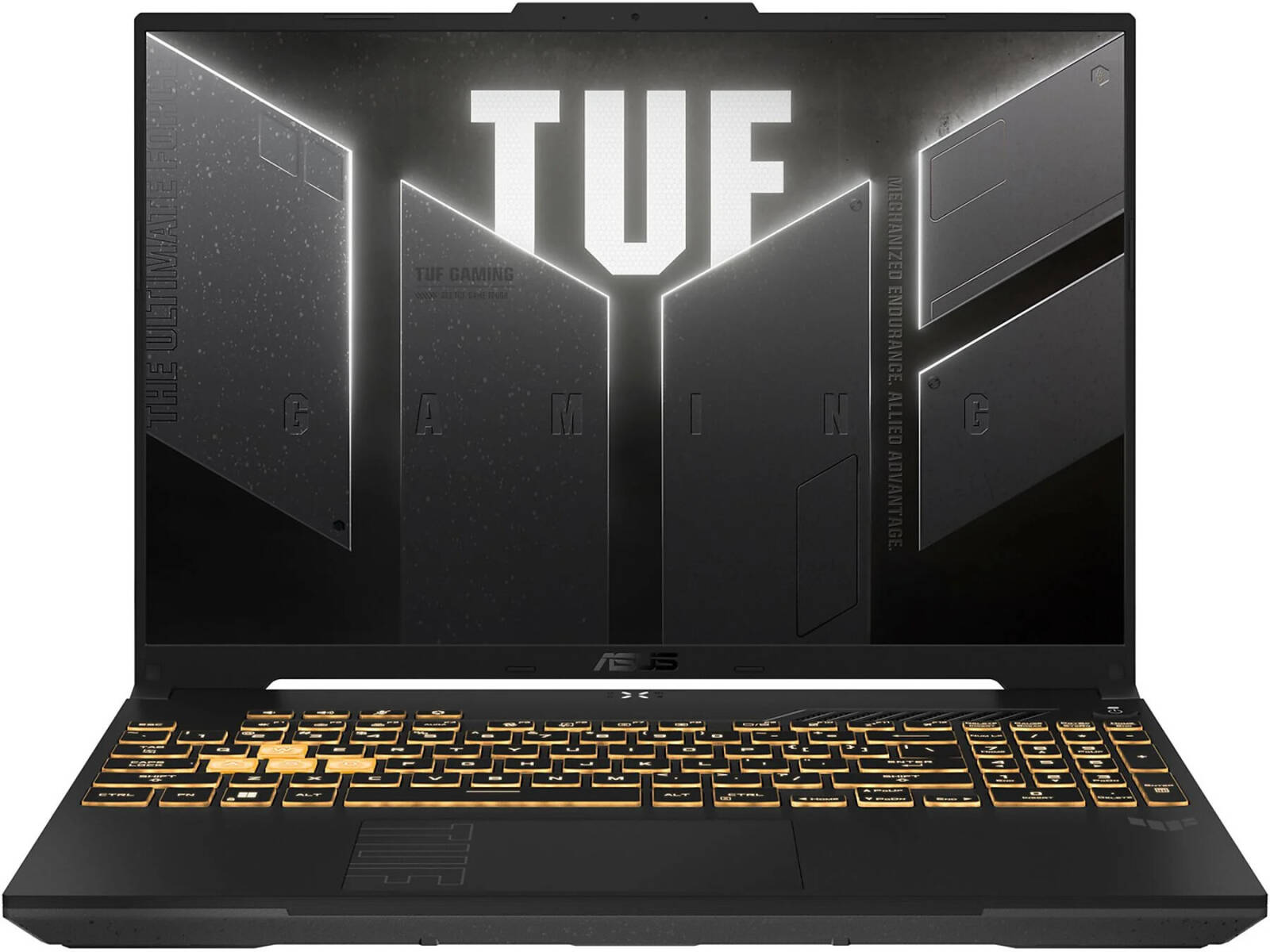 حاسوب محمول للألعاب ASUS TUF Gaming F16 FX607VU-C5825W معالج Intel Core 5-210H ذاكرة 16 جيجابايت تخزين 512 جيجابايت SSD بطاقة رسومات NVIDIA GeForce RTX 4050 بسعة 6 جيجابايت شاشة 16 بوصة WUXGA بمعدل تحديث 144 هرتز نظام التشغيل Windows 11 Home لوحة مفاتيح إ