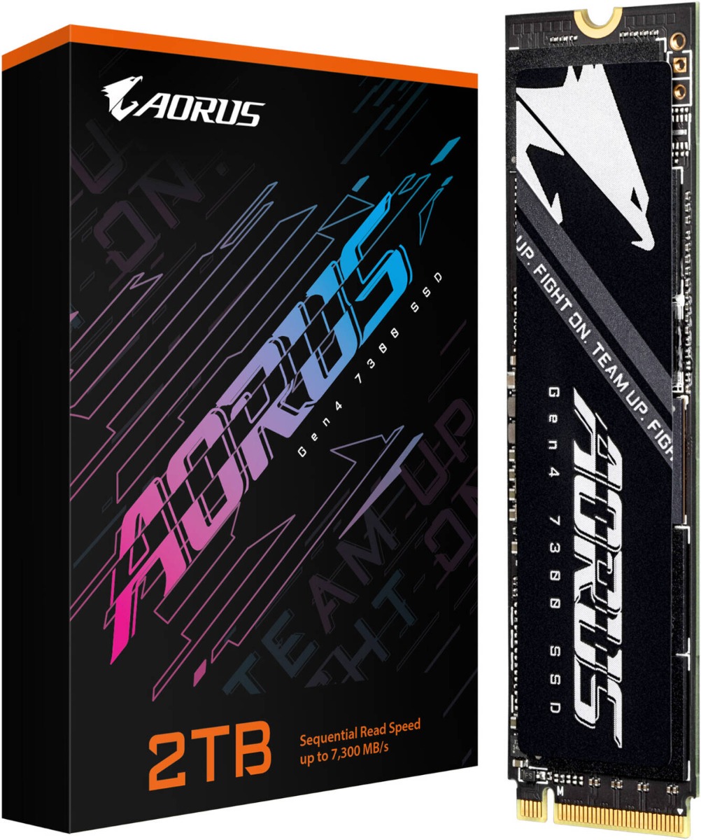 Gigabyte AORUS Gen4 7300 SSD 2TB Storage, M.2 2280, PCI-Express 4.0 x4, NVMe 1.4, Sequential Read speed Up to 7300 MB/s, Sequential Write speed Up to 6850 MB/s - AG4732TB