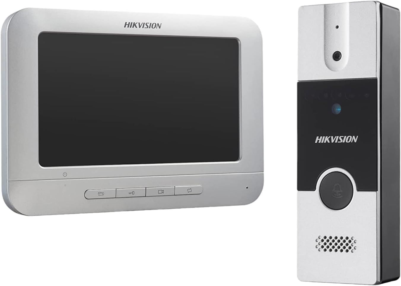 Hikvision DS-KIS204T 4-Wire Analog Video Door Phone Kit, Villa Intercom System with Indoor Monitor and Outdoor Door Station