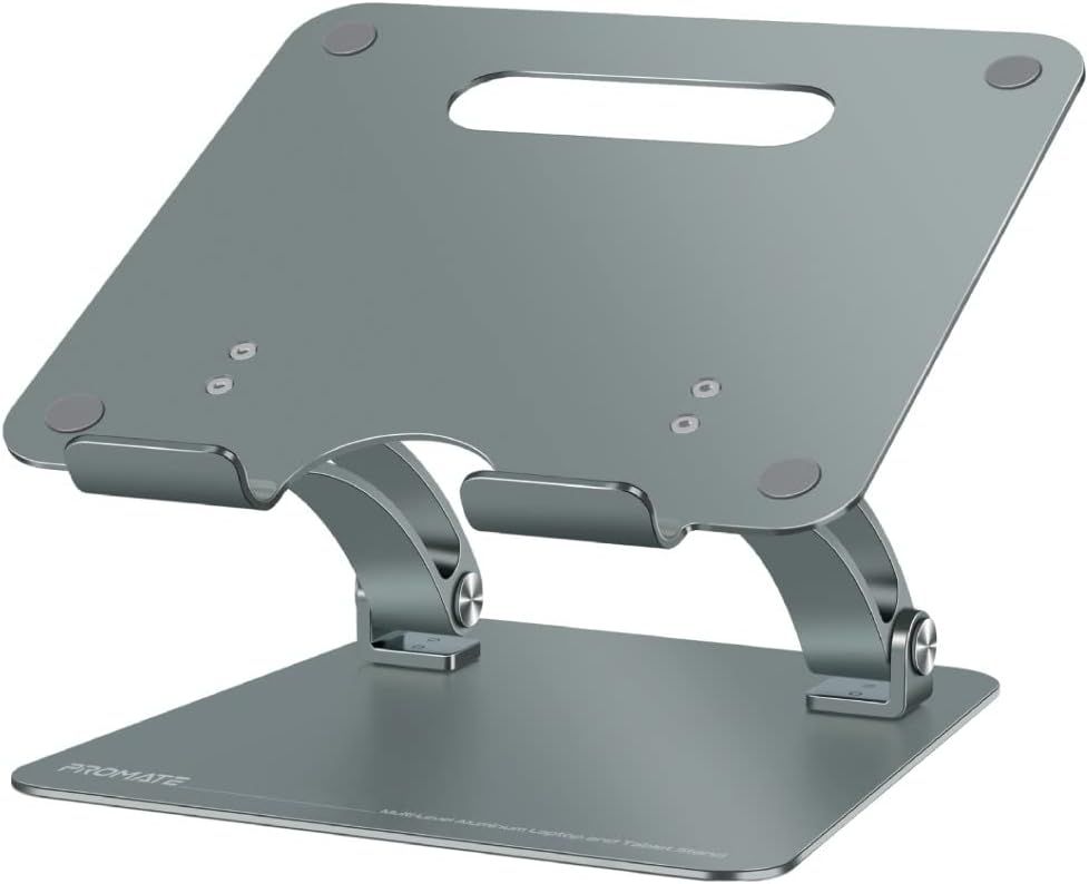 Promate DeskMate-7 Ergonomic Multi-Level Aluminum Laptop Stand Adjustable Height, Durable Anti-Slip Design