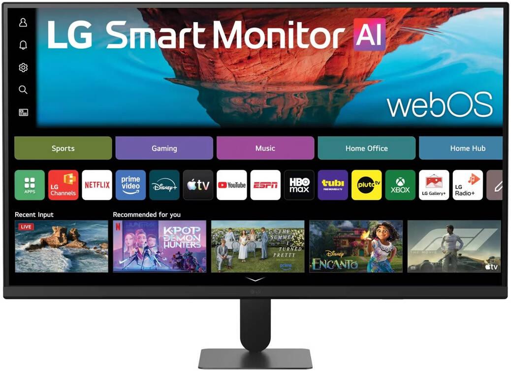  LG Smart Monitor AI U7s 4K Monitor 32" UHD 3840 x 2160 VA Display 60Hz Refresh Rate 5ms (GtG @ Faster) Response Time 1.07b Color Support Black Stabilizer 2× HDMI 1× USB 2.0 - Black