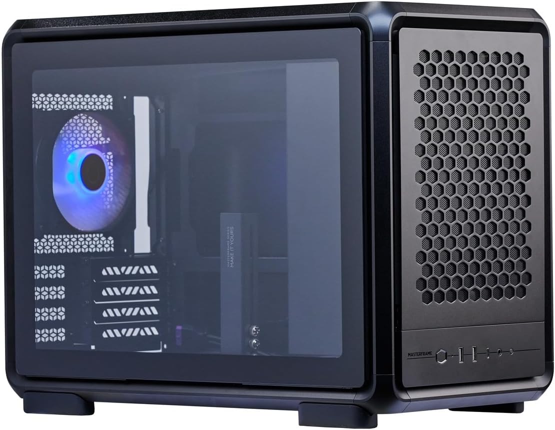 Cooler Master MasterFrame 400 Mesh Open Frame PC Case, Tempered Glass Side Panel, Supports Mini-ITX and Micro-ATX Motherboards, Up to 360 mm at the top- Black