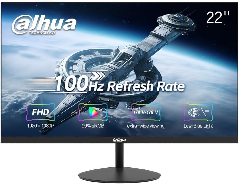 DAHUA Monitor LM22-A200Y 22 inch FHD 1920 x 1080 VA Display 100Hz Refresh Rate 10 ms Response Time 16:9 Aspect Ratio, Black
