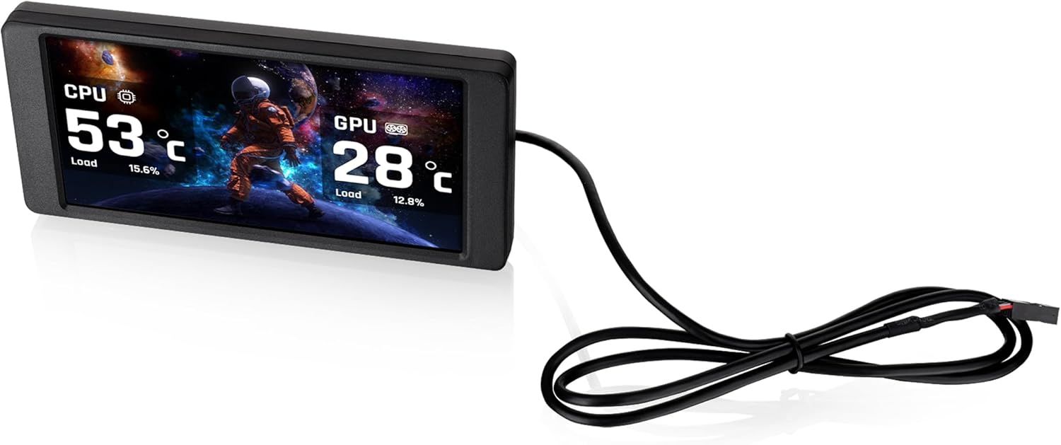 ثيرمالتاك مجموعة شاشة LCD بحجم 6.0 بوصة دقة عالية 1480×720 نوع العرض Type-C USB، تحكم عبر برنامج TT RGB Plus، مجموعة باللون الأسود