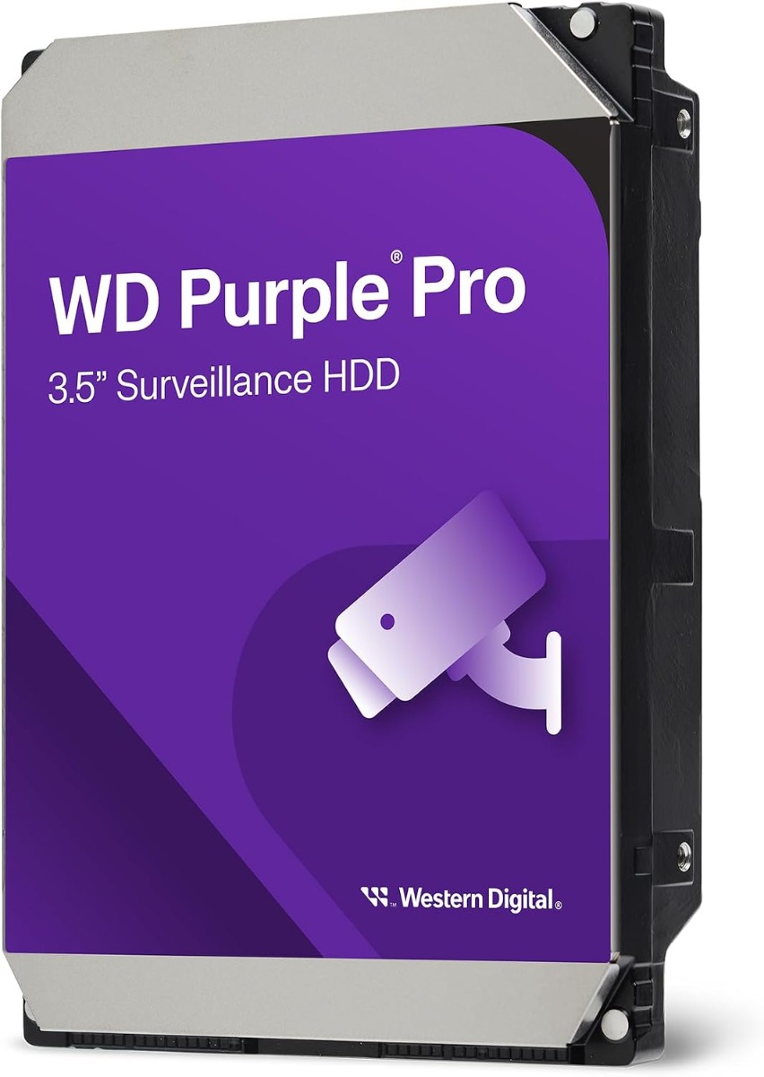 Western Digital 8TB WD Purple Pro Video Analytics Hard Drive 3.5-Inch SATA 6Gb/s CMR, 256MB Cache, 7200 RPM Up to 267MB/s, Up to 64 HD Cameras 32 AI Streams 550TB/Year - WD8002PURP