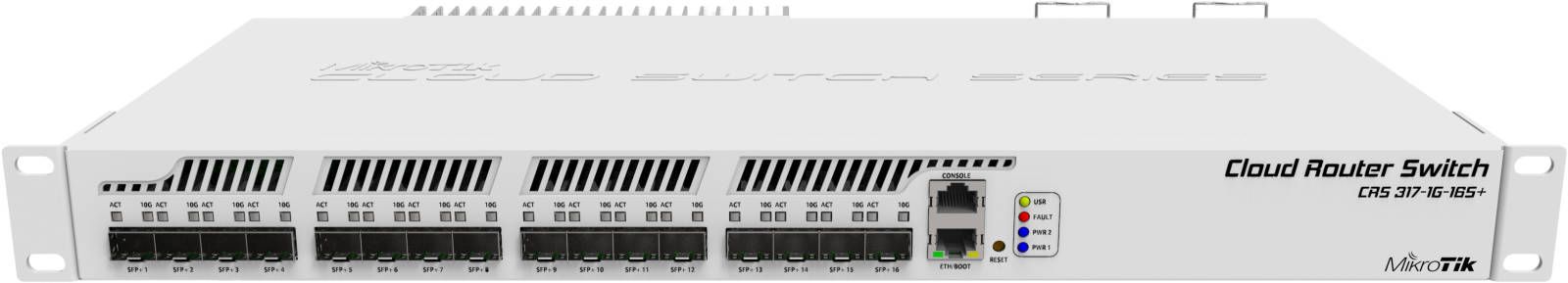 MikroTik 16× 10G SFP+ + 1G RJ45 Rackmount Cloud Router Switch, Dual‑PSU CRS317-1G-16S+RM