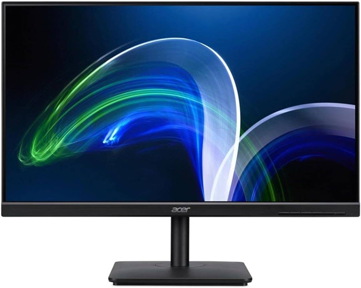شاشة Acer VA241Y مقاس 23.8 بوصة، بدقة FHD ‏1920 × 1080، لوحة TN، معدل تحديث 75 هرتز، زمن استجابة 5 مللي ثانية، بتصميم ZeroFrame، ومزودة بمكبري صوت مدمجين بقوة 2 واط لكل مكبر، باللون الأسود.
