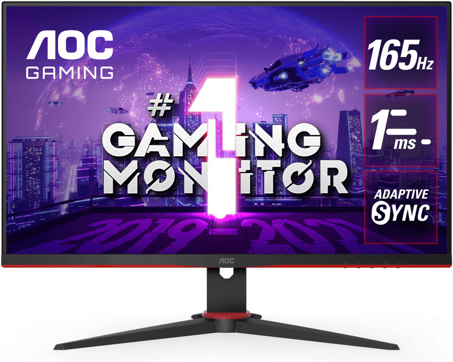 AOC 27G2SE G2 Series Gaming Monitor 27" FHD 1920x1080 VA Display 165Hz Refresh Rate 1ms MPRT Response Time AdaptiveSync Freesync Premium 1× HDMI 1.4 1× DP 1.2 - Black/Red