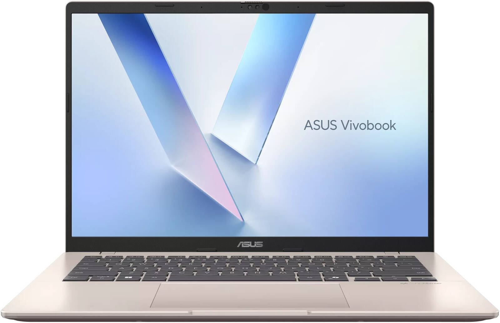 كمبيوتر محمول ASUS Vivobook 14 M1407KA-LY174WW، مزود بمعالج AMD Ryzen AI 5-330، وذاكرة RAM بسعة 16 جيجابايت، وسعة تخزين SSD ‏512 جيجابايت، ورسومات AMD Radeon، وشاشة 14 بوصة بدقة WUXGA، ونظام تشغيل Windows 11 Home، ولوحة مفاتيح إنجليزية/عربية، باللون الذهب