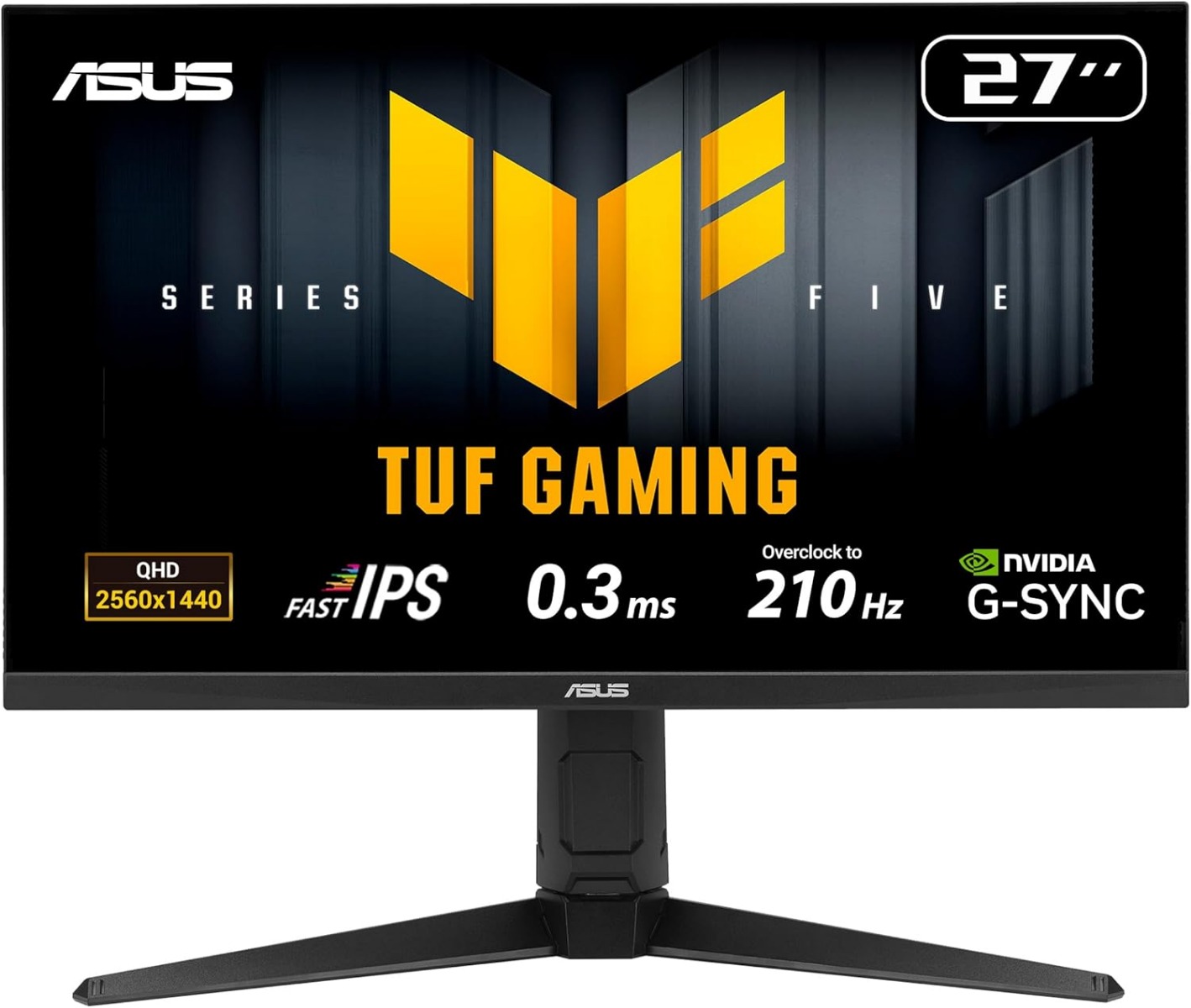 ASUS TUF Gaming VG27AQL5A 27 Inch QHD IPS Gaming Monitor Refresh Rate (Max) 210Hz Response Time 1ms(GTG) MPRT Adaptive Sync HDR10 DisplayPort HDMI Height Adjustable Stand Black