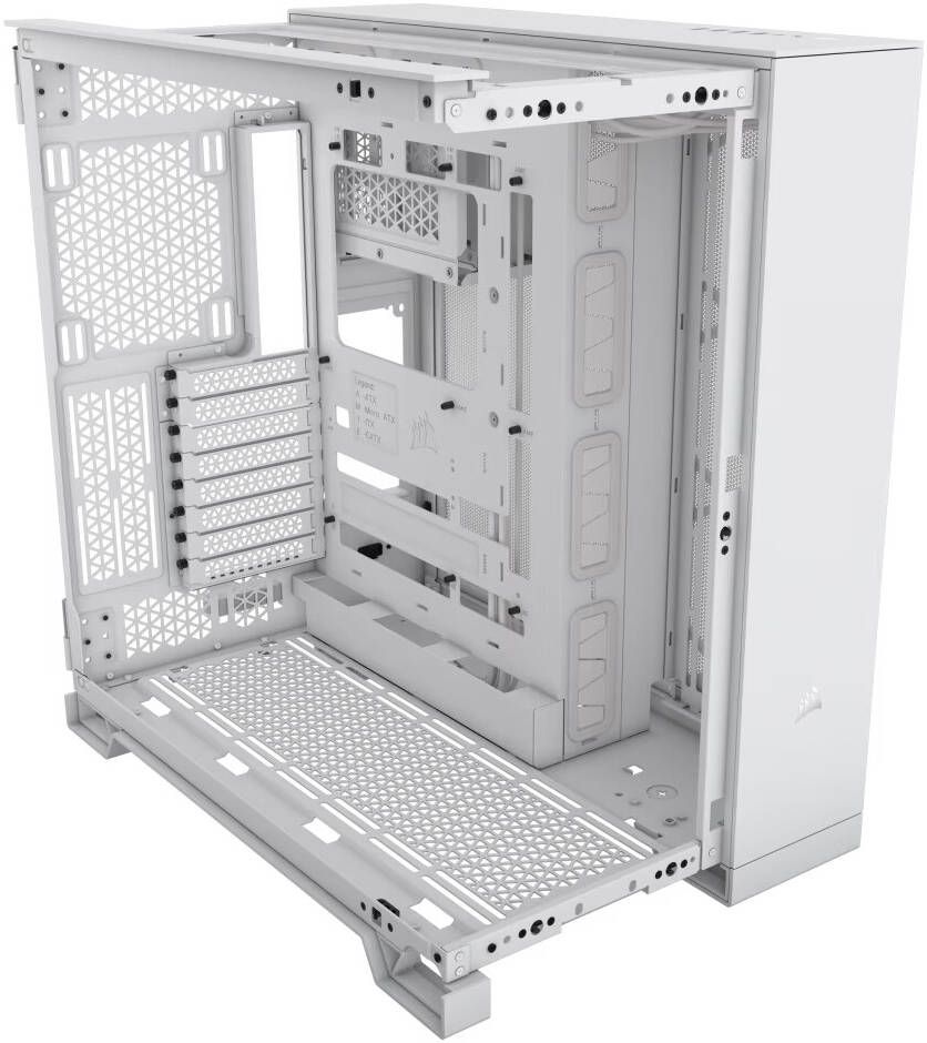 CORSAIR 6500D Airflow صندوق كمبيوتر متوسط البرج باللون الأبيض بزجاج مقوّى، غرفة مزدوجة وتصميم تدفق هواء عالي | CC-9011260-WW