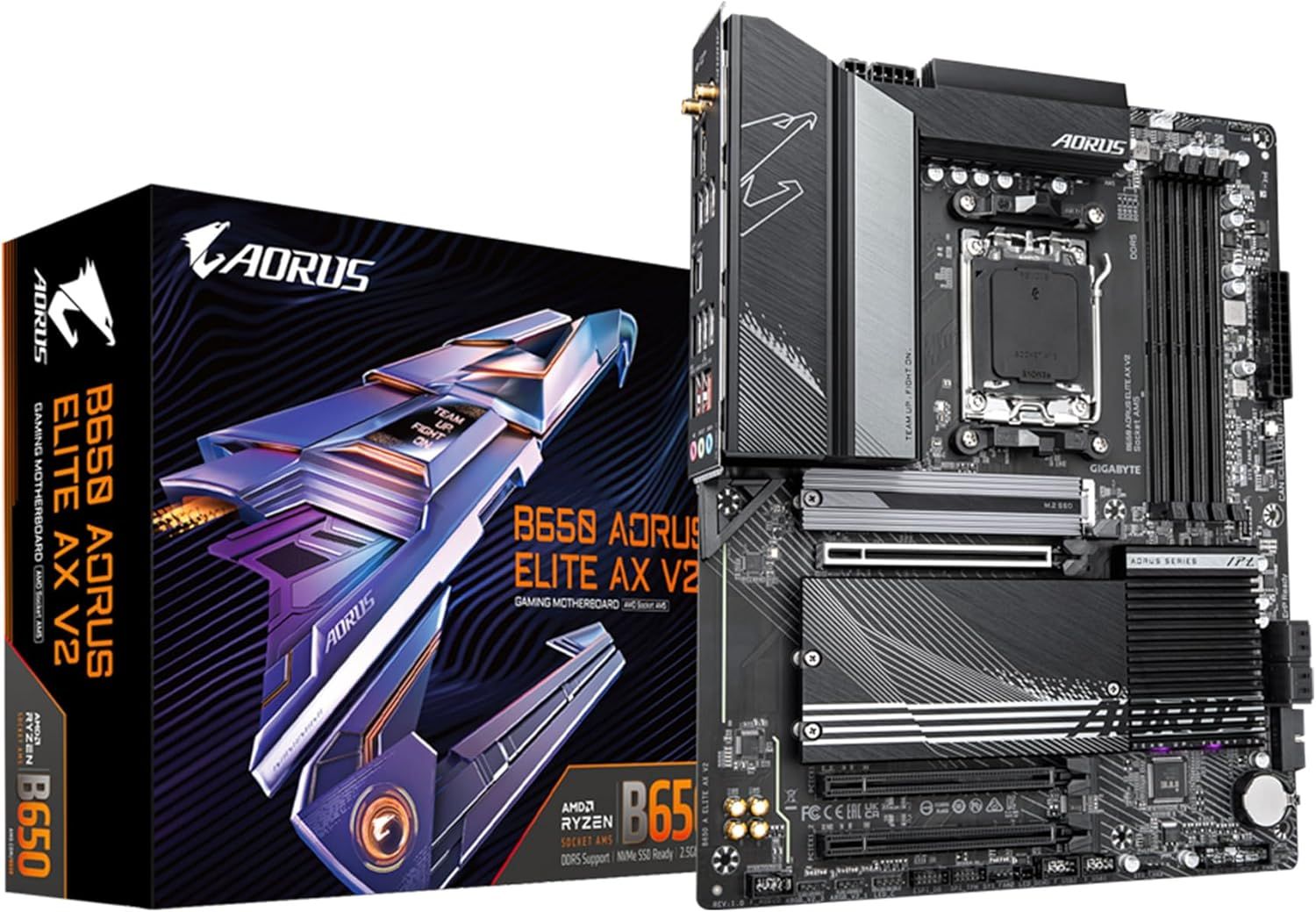 جيجابايت B650 أوروس إيليت AX V2 اللوحة الأم ATX مقبس AMD AM5 ذاكرة DDR5، واي فاي 6E، شبكة محلية LAN بسرعة 2.5 جيجابت | B650-A-ELITE-AX-V2