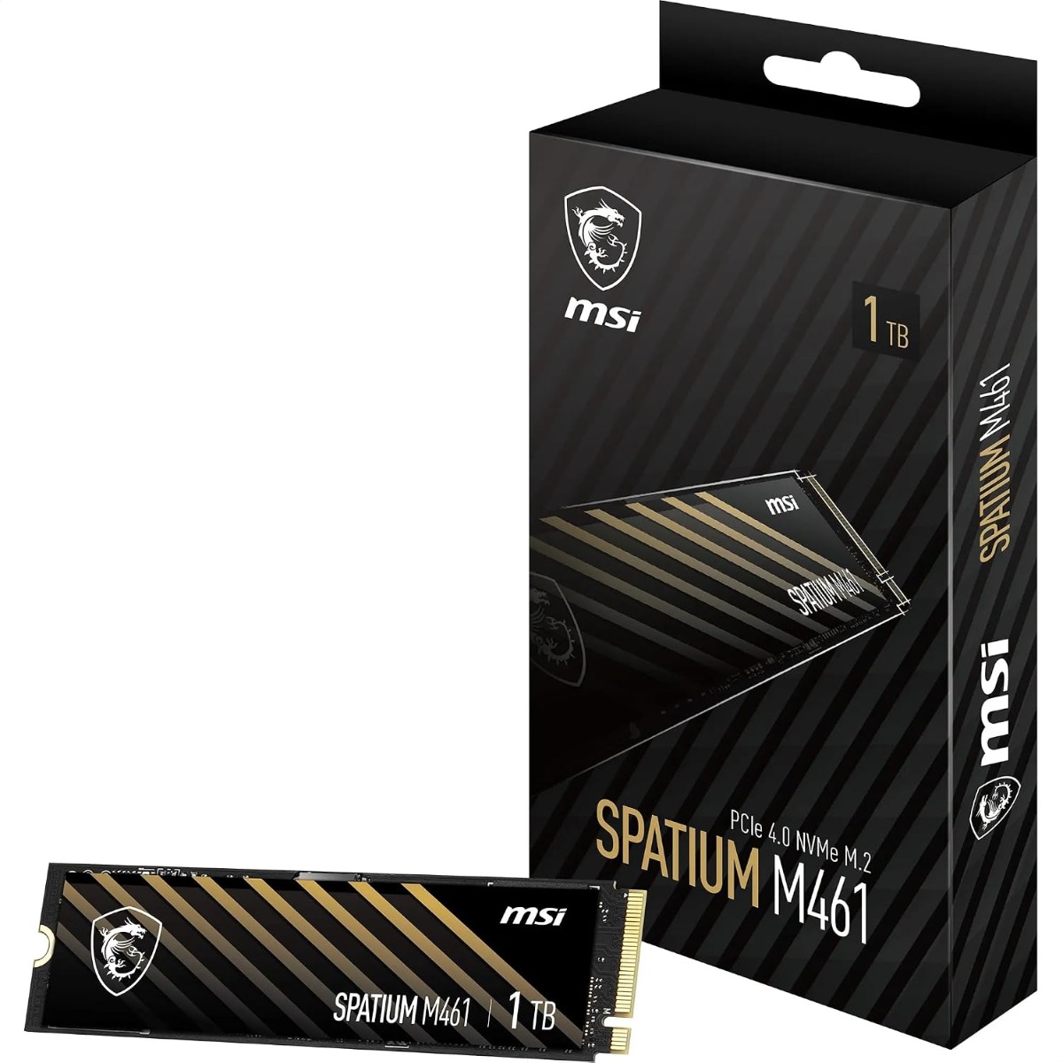 MSI Spatium M461 1TB Internal SSD, PCIe 4.0 NVMe M.2 2280, 5000 MB/s Read, 3200 MB/s Write, 3D NAND