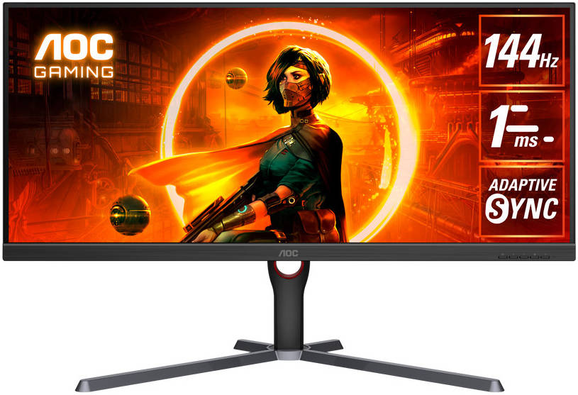 AOC U34G3XM 34" Gaming Monitor WQHD 3440x1440 VA Display, 144Hz Refresh Rate & 1ms Response Time , HDR 10, Colours 16.7 Million - Black