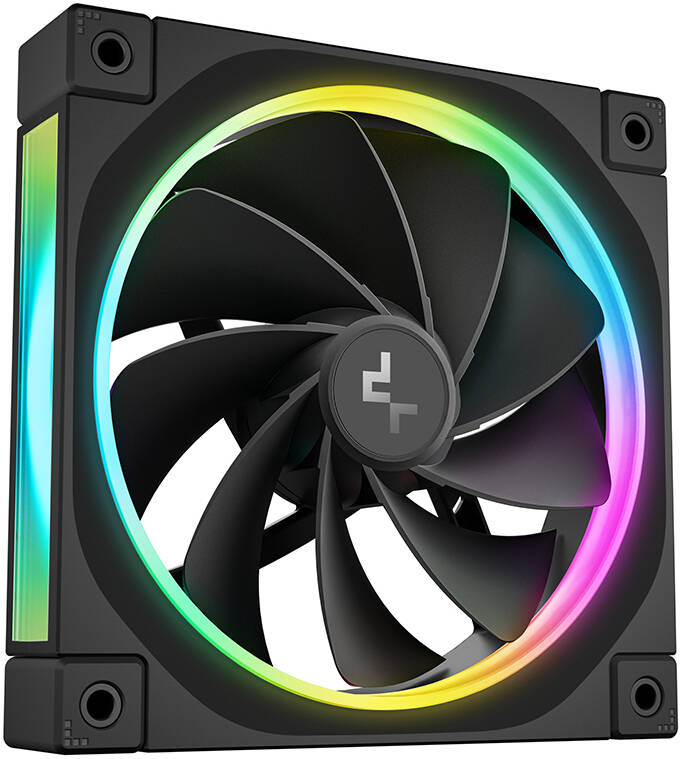 DeepCool FL12R 120mm Reversed Case Fan, 500–2150 RPM ±10%, 55 CFM Airflow,Fluid Dynamic Bearing, 4-Pin PWM Connector, Addressable RGB LED, Single Pack - Black