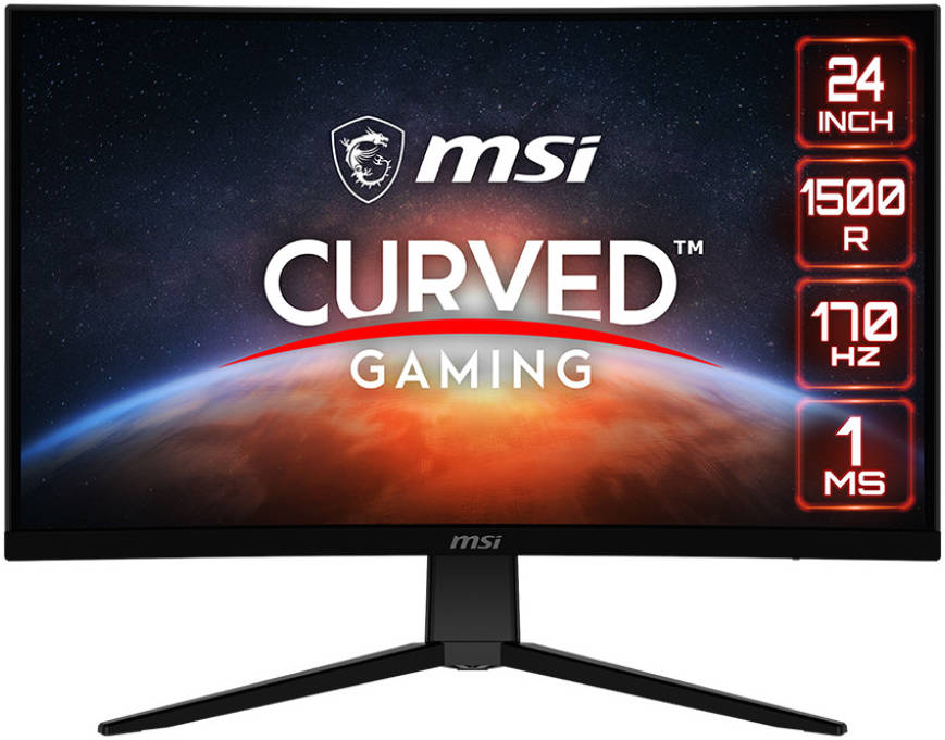 شاشة الألعاب المنحنية MSI Optix G242C مقاس 23.6 بوصة بدقة FHD ‏1920 × 1080 وتقنية IPS ومعدل تحديث 170 هرتز وزمن استجابة 1 مللي ثانية وتقنية منع الوميض وشاشة مضادة للتوهج - أسود