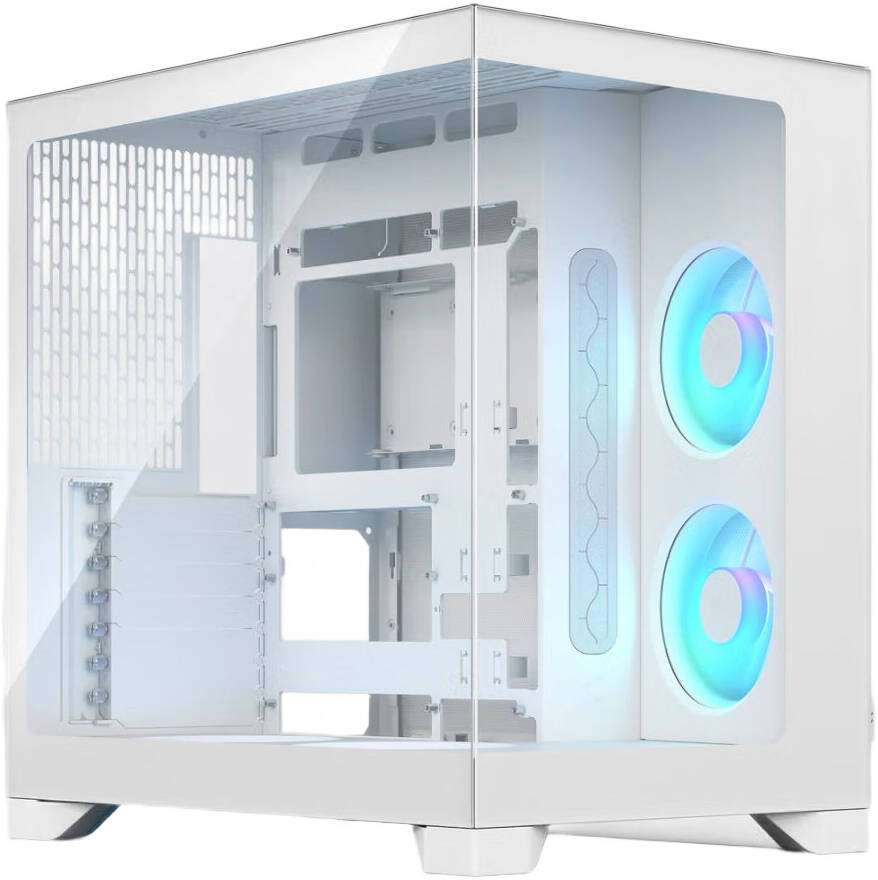 Fractal Pop 2 Vision Computer Case, Dual Chamber Mid Tower PC Case, Panoramic Tempered Glass, ATX E-ATX Micro ATX Mini ITX Mini DTX, 172 mm CPU Cooler Support, 360 mm Top Radiator Support, USB Type-C 5 Gbps - White