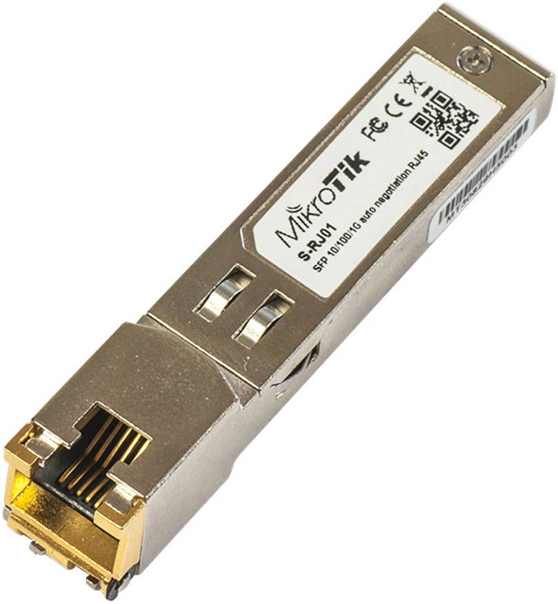 MikroTik S-RJ01 RJ-45 SFP 10/100/1000 Mb/s Copper Transceiver Module 1.25Gbps Rated, up to 100m