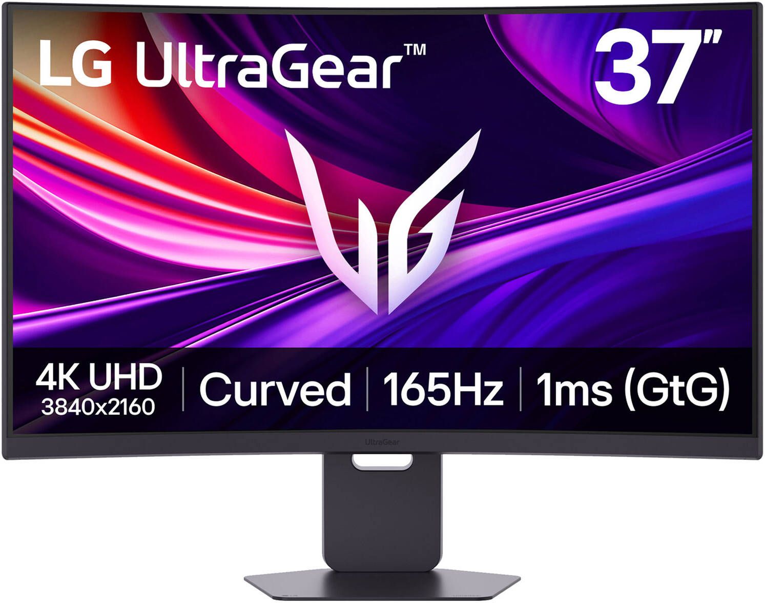 إل جي ألترا جير 37G800A‑B شاشة ألعاب منحنية 37 بوصة 4K UHD VA عرض معدل تحديث 165 هرتز زمن استجابة 1 مللي ثانية FreeSync Premium Pro، USB‑C شحن 65 واط أسود